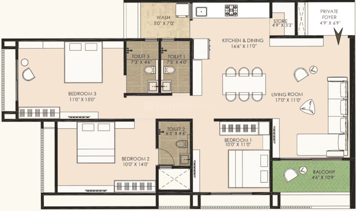 Deshna - 1926.00 Floor Plan